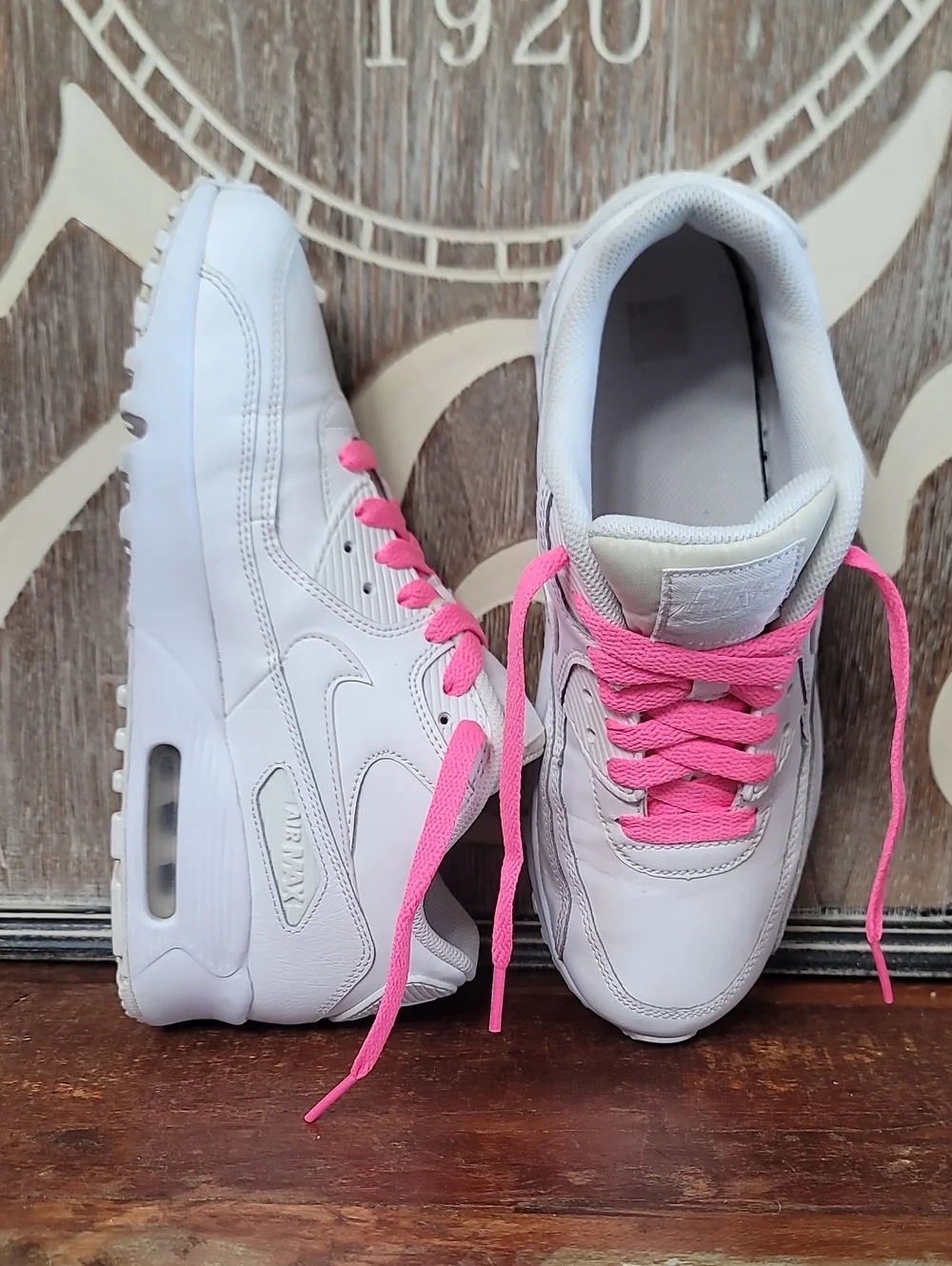 Nike Air Max 90 LTR 'Triple White/Pink' Wmns 7.5 Good Condition, Fast Shipping